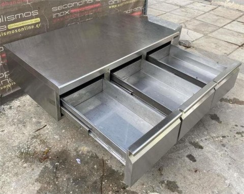 Συρτάρι Ανοξείδωτο Διπλό 80x59x24Cm Για 1/2Gn Βάθος 10Cm  Mεταχειρισμένο